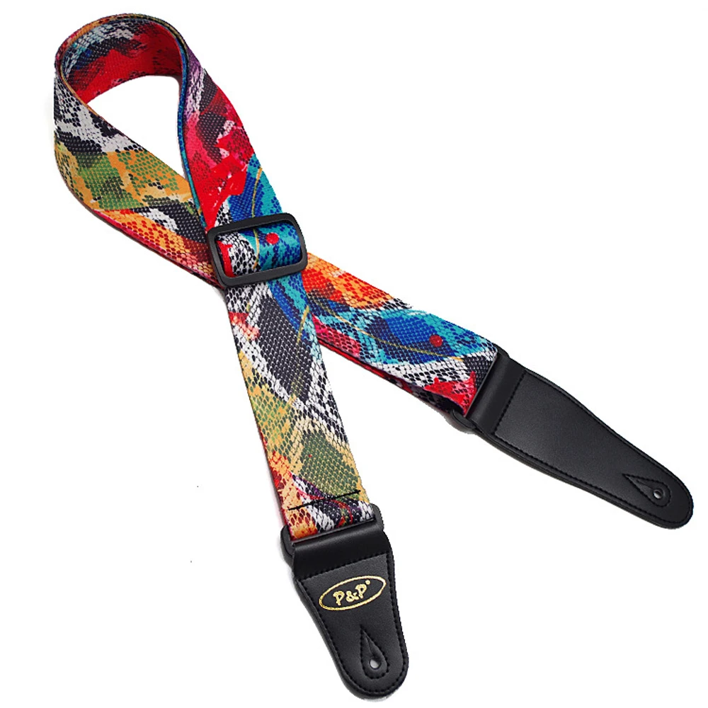 Colorful Python Pattern Guitar Strap Electric Guitar Acoustic Guitar Folk Guitar Bass Strapin