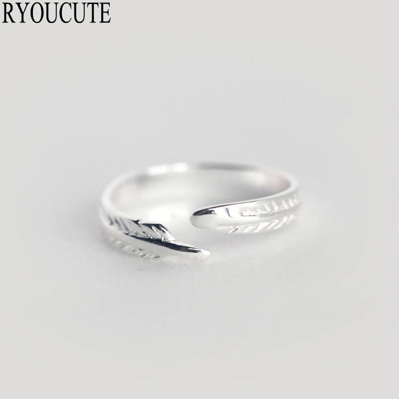

New Fashion 925 Sterling Silver Leaf Rings for Women Wedding Adjustable Size Simple Open Rings