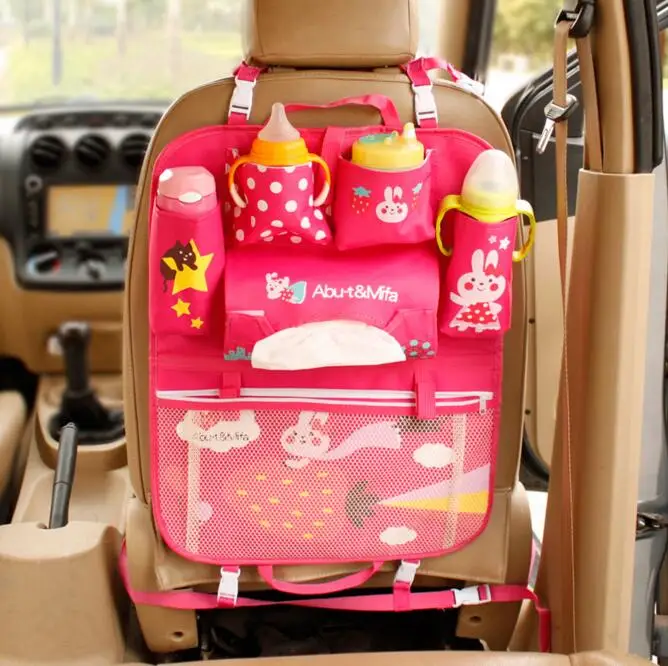 Милый мультяшный Органайзер на заднюю часть сиденья автомобиля, сумки для хранения, Висячие автомобильные сумки, карманные автомобильные стильные сумки для детей - Цвет: Rabbit