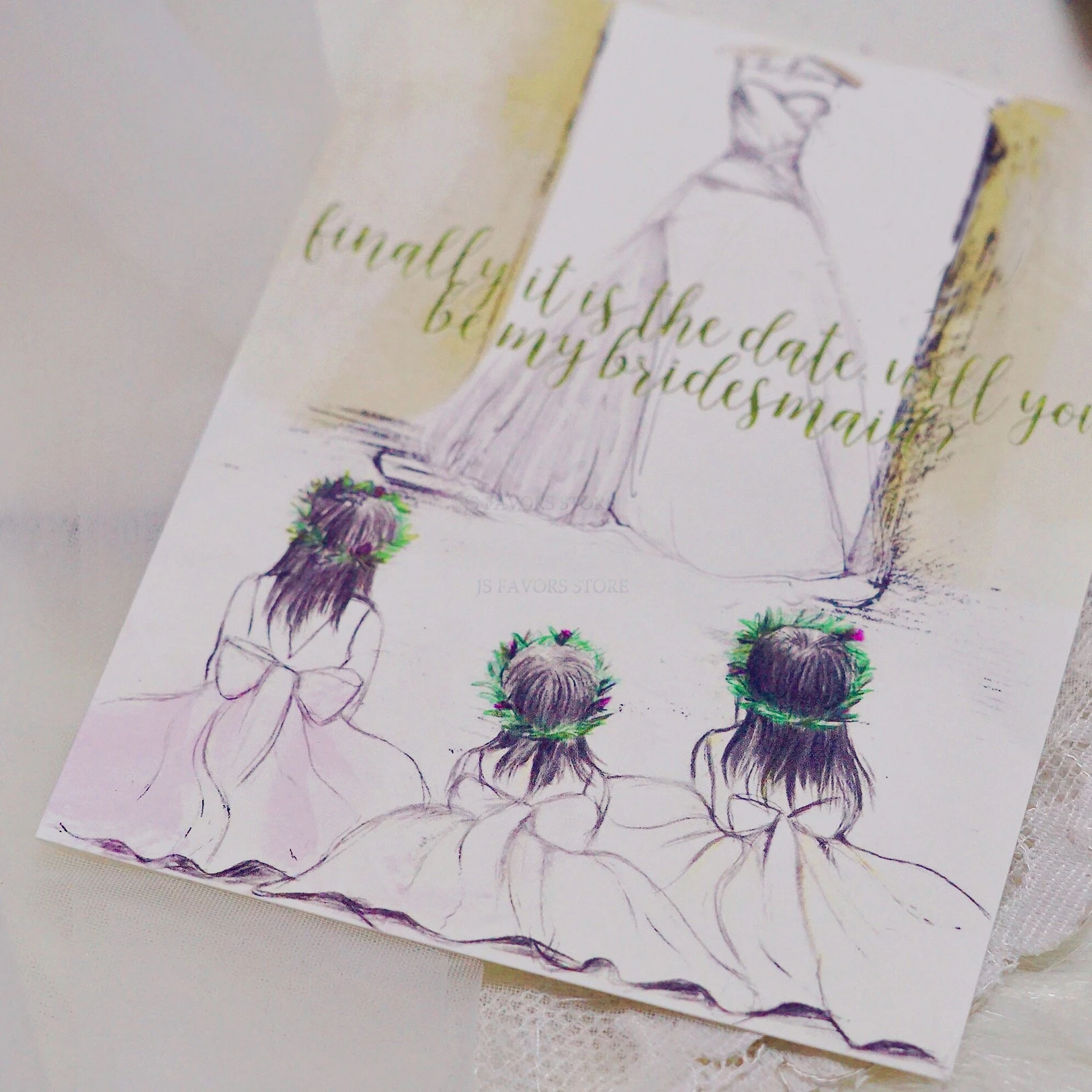  Free shipping 4set Hen Night Bachelorette party will you be my bridesmaid wedding engagement invita - 33027486309