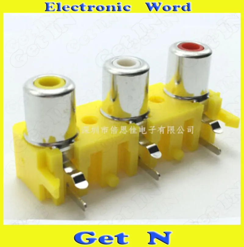 

10pcs RCA AV3-8.4-15 Type 3x holes Audio Video PCB RCA Female Connecctors Jacks 3P Socket