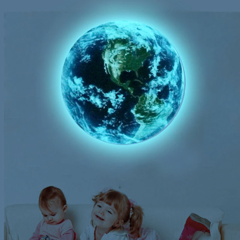 melhor Personalizado grande luz Azul terra 1 PCS novo Dos Desenhos Animados 3d DIY Parede adesivos para quartos de crianças quarto adesivos de parede Home decor Sala de estar