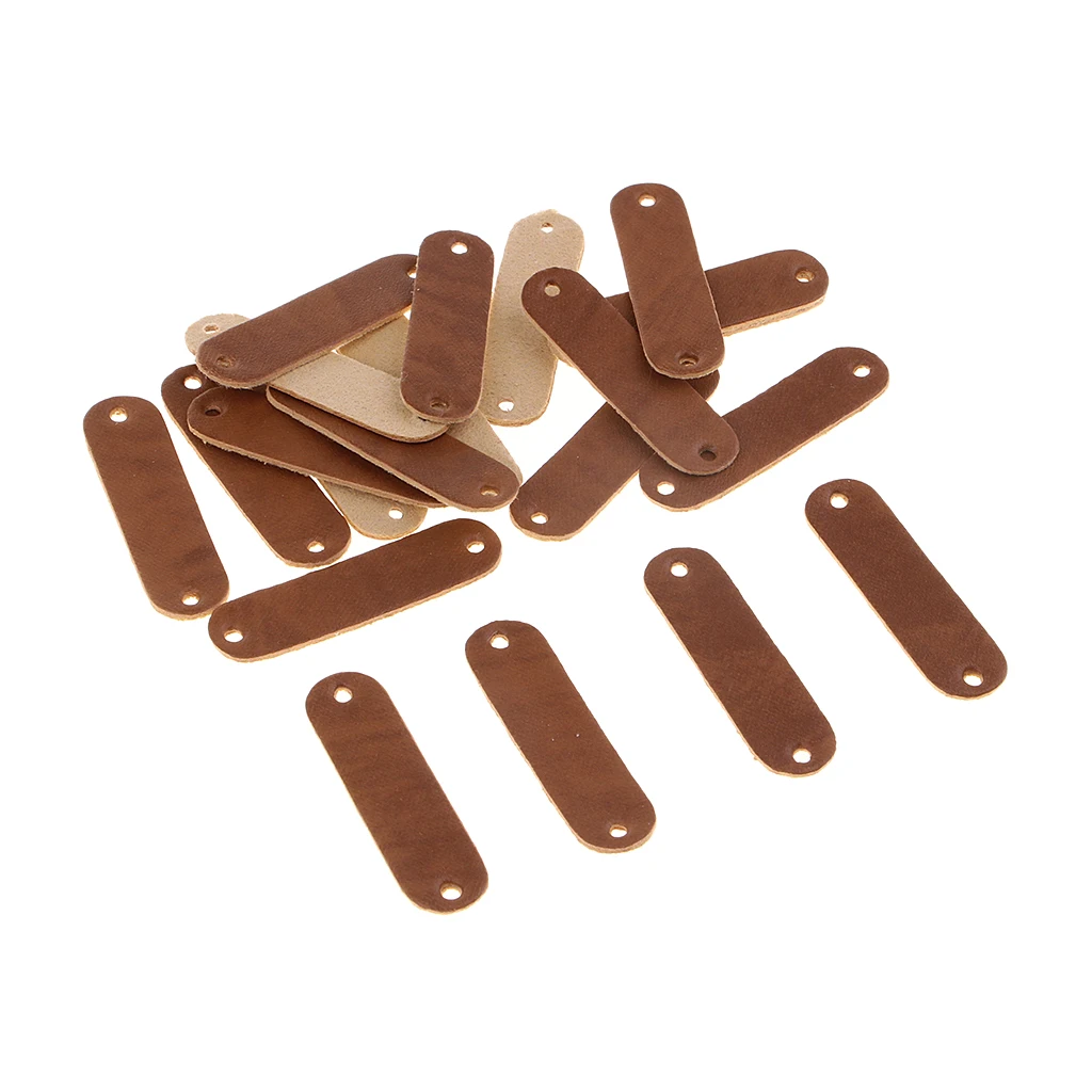 20pcs PU Leather Label Sew on Labels with Holes Engraved Tag Accessories