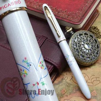 

PICASSO 606 ELEGANT WHITE AND GOLDEN DOVE OF PEACE ROLLER BALL PEN