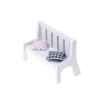 

Miniature Dollhouse furniture accessories Wooden Garden Chair Outdoor Chair Park Bench Home Decoration Pretend Toys