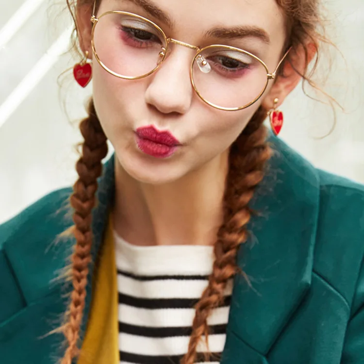 

2018 Vintage women glasses frames with clear lens Round Optical glasses Golden Metal Frames&leg N841