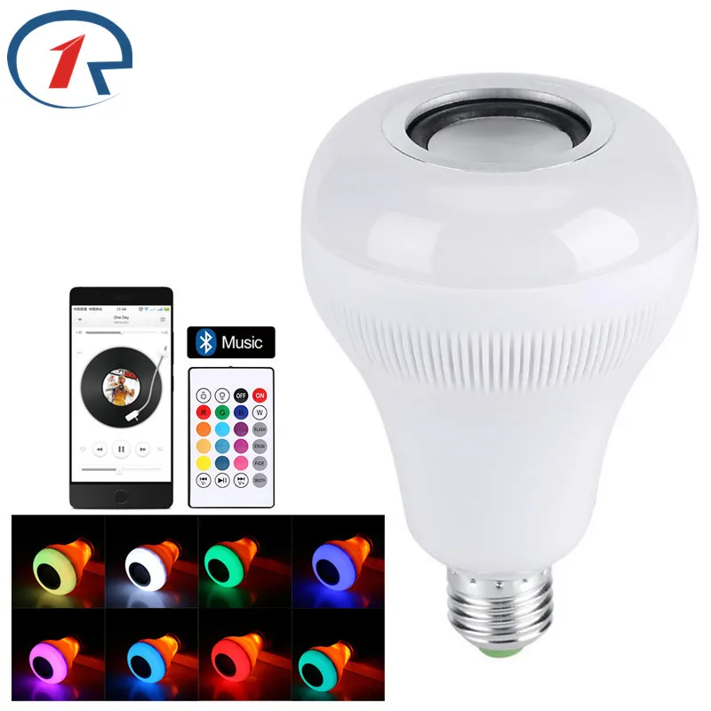 

ZjRight Smart Wireless Bluetooth Music LED Lighting bulb E27 RGBW full color lamp dynamic Flame light Home party lighting bulb