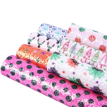 

David accessories 20*34cm Glitter Sequin Dots Faux Synthetic Leather,DIY Christmas Holiday Hairbows Bags Decoration,1Yc4881