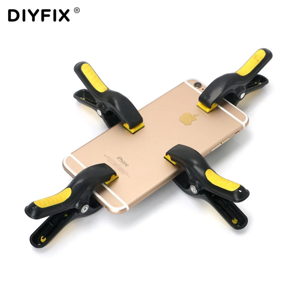 

DIYFIX 4Pcs 3.3" Plastic Clip Fixture LCD Screen Fastening Clamp for iPhone Samsung iPad Tablet Cell Phone Repair Tool Kit