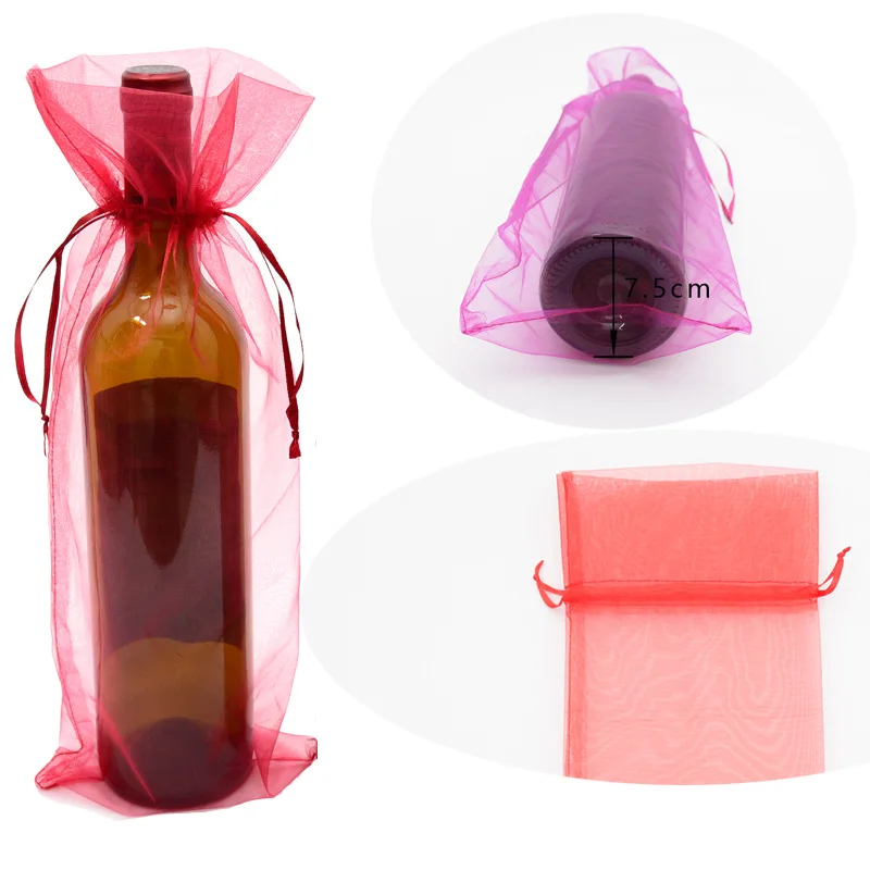 Buy Pure Colour Organza Wine Bags Jewelry Gift Wedding