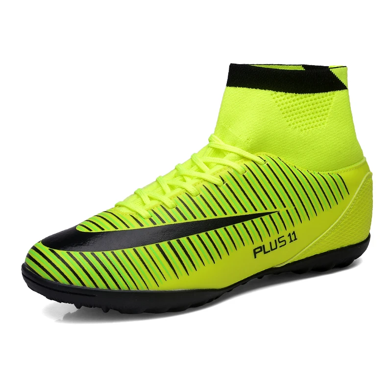 2016 New Men Football Soccer Boots With Ankle Turf Soccer Shoe Leather Big Size High Top Soccer