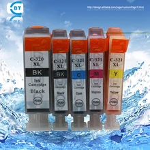 5pc compatible canon  bci-320bk bci-321bk/c/m/y ink cartridge use for MP540/MP550/MP560/MP620/MP630/MP640/MP980/MP990