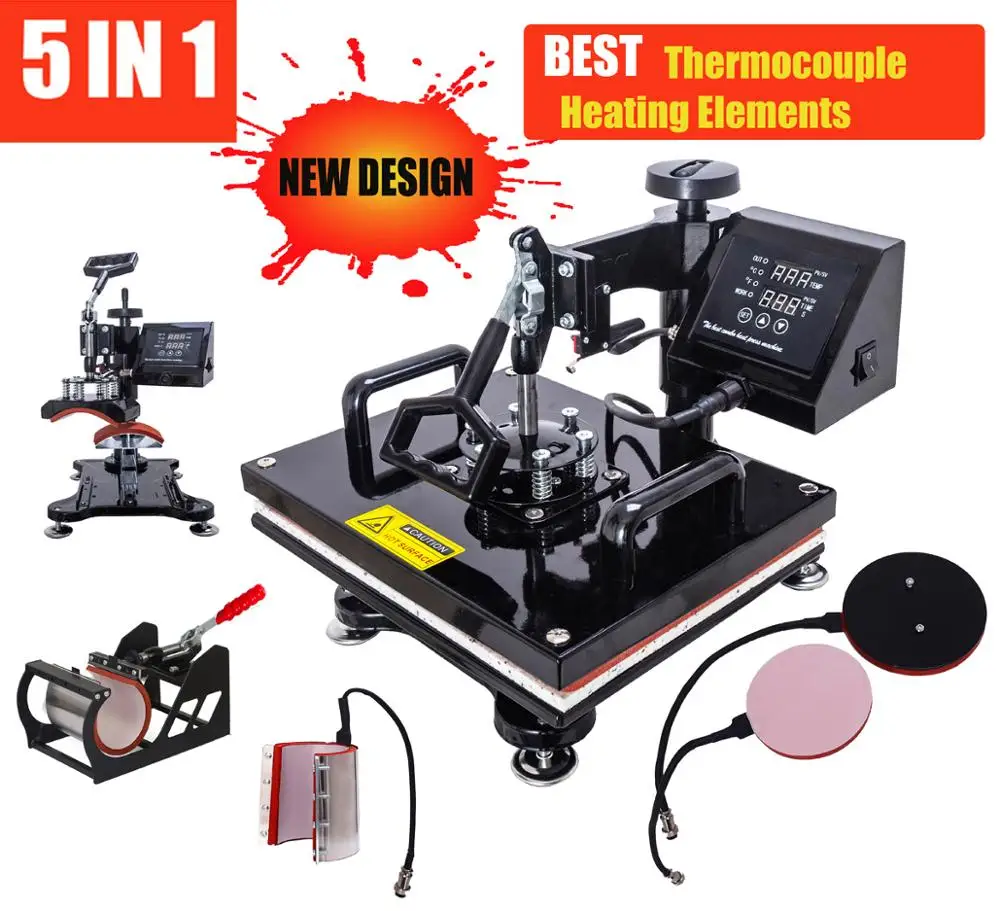 

38x38 New Design 5 In 1 Combo Heat Press Machine,Sublimation/Heat Press,Heat Transfer Machine For Mug/Cap/T shirt/Phone cases