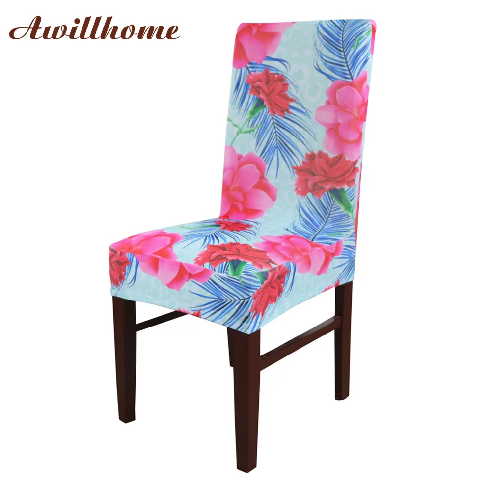 

2017 New Style Print Spandex Chair Cover Dining Chair Cover Wedding Event Decoration
