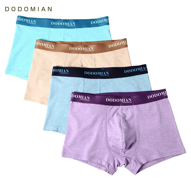 

4pcs\lot Male Underwear Sexy Men's Boxer Underpants DODOMIAN Cotton Shorts Solid Panties Plus Size L-4XL High Quality Men Boxers