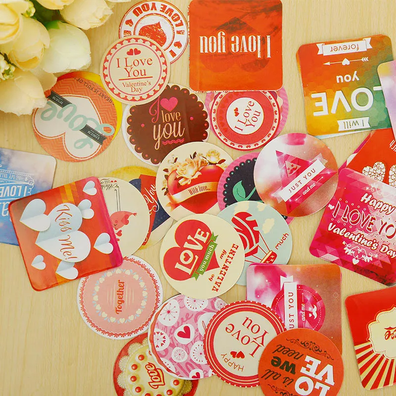 

45Pcs/Pack I Love You My Valentine Kiss Me Cake Packaging Sealing Label Sticker Baking DIY Gift Box Irregular Stickers M1265