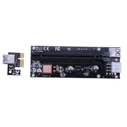 Новый 60 см PCIe pci-e 1x к 16x PCI Express Riser Card + USB 3.0 кабель SATA к 6pin Мощность шнур 6 конденсаторы для BTC шахтер горнодобывающей