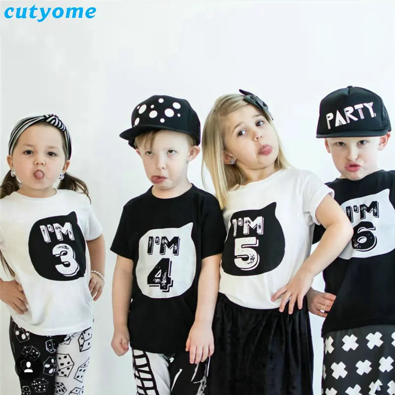 

Cutyome 2017 Children Baby Number T Shirt Clothes Kids Boy Girls Tops Tee Short Sleeve Birthday Outfit Family Clothing
