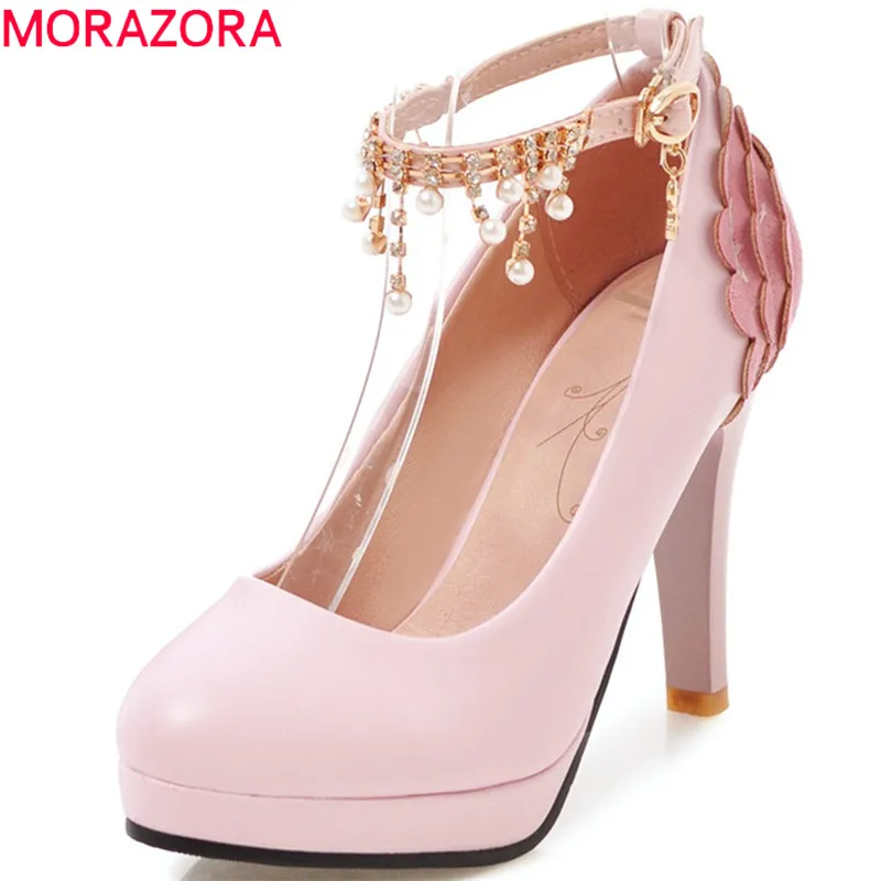 pink round toe pumps