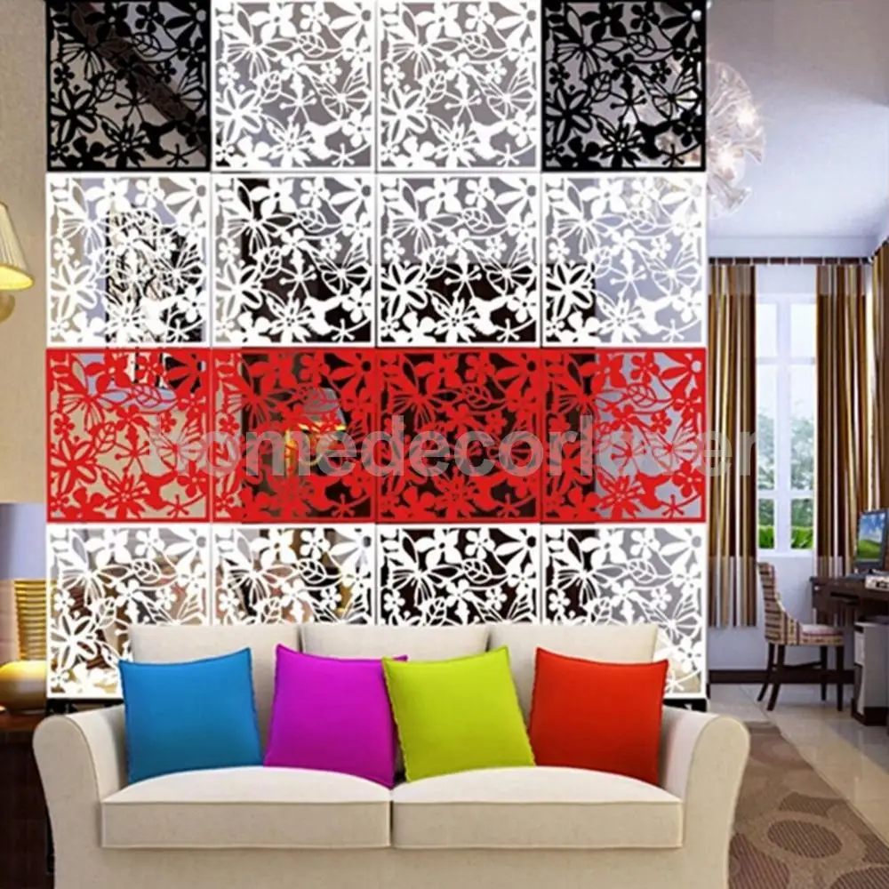 Set Of 4Pcs Flower Wall Sticker Hanging Screen Panel Room Divider Partition 