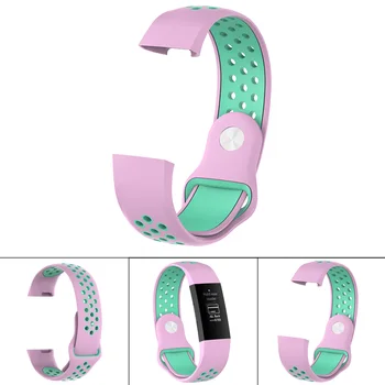 

Silicone Smart Band Strap Watchband Holes Replacement Compatible for F-itbit charge3 GDeals