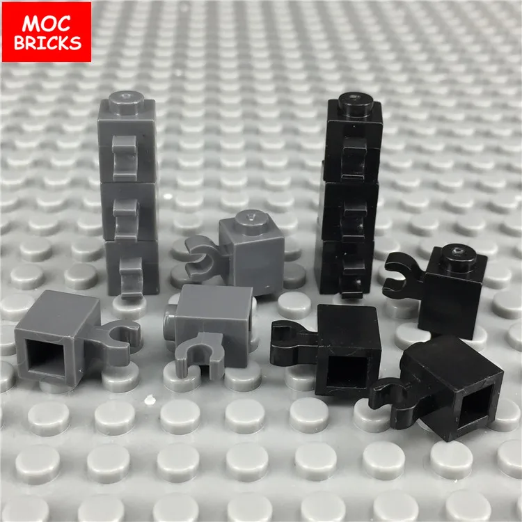 

100pcs/lot MOC Bricks 60476 Black & Dark gray Brick 1x1 with Horizontal Clip DIY Educational Building Blocks Toys kids gifts