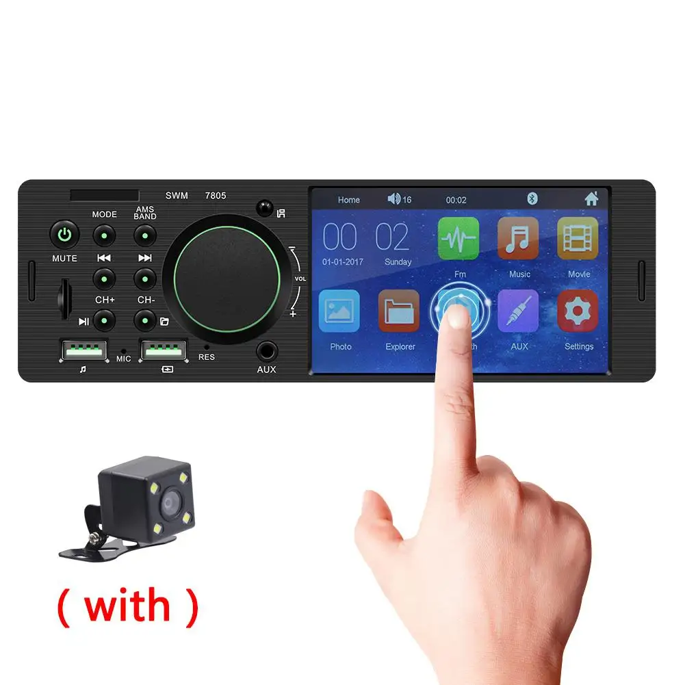 Adeeing Universal 4" Car Radio HD MP5 Player Dual USB Telescopic Audio Multimedia Player Reverse Parking Image - Цвет: With camera