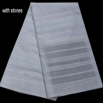 

Free shipping (5yards/pc) high quality rhinestones fixed African Swiss voile lace fabric in pure white for party dress CLP326