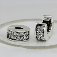 Серебряный медный стоппер кристалл зажим замок круглый DIY европейский разделитель металлический шарик Подходит для Pandora браслет& браслет DIY ювелирные изделия