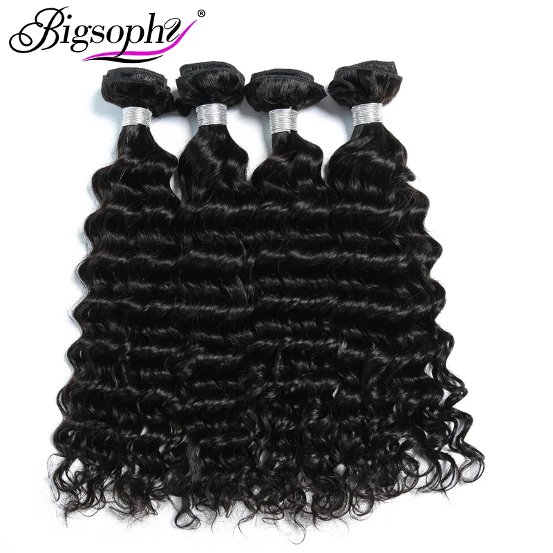 

Bigsophy Mongolian Hair Weave Bundles Human Hair Bundles Deep Wave 4pcs Deal Remy Hair Extensions Natural Color Can Dye&Bleach