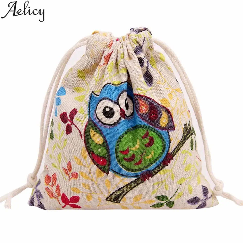 Женские холщовые рюкзаки Aelicy Owl с 3D принтом животных на шнурке дорожные