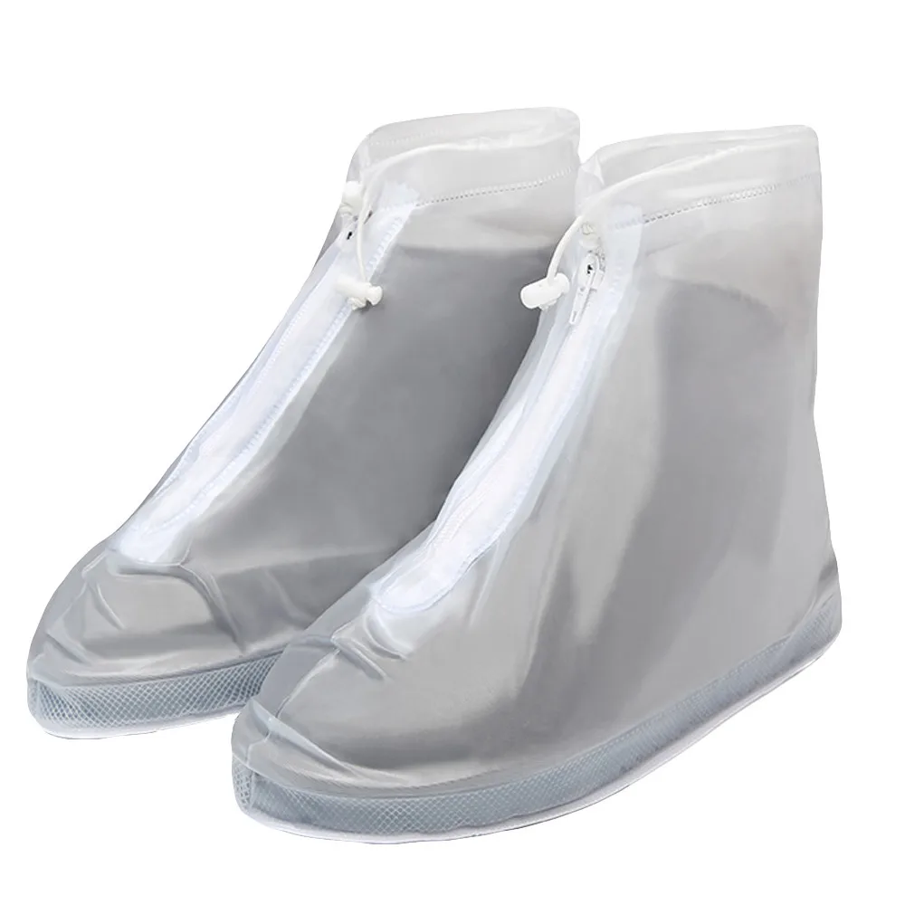 Непромокаемые ботинки унисекс; Многоразовые непромокаемые ботинки для путешествий; Нескользящие непромокаемые ботинки на толстой нескользящей платформе - Цвет: Белый