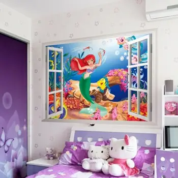 

The little Mermaid Lovely Princess Ariel 3D Window Wall Sticker Kids Room Decals