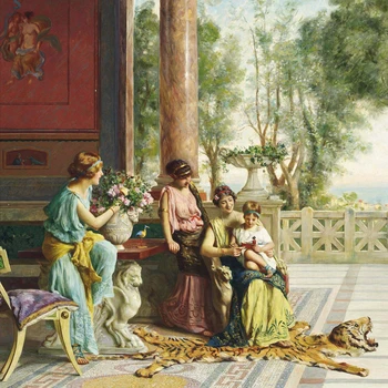 

Classical figurative painting canvas portrait art poster picture court painting noble family with children modern decorative art