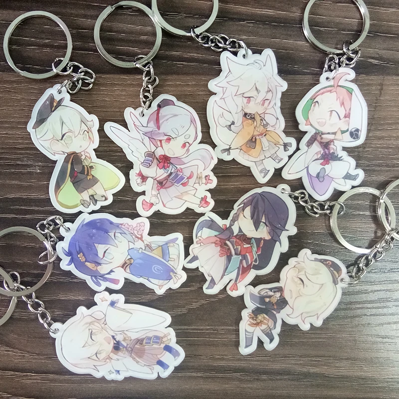 

8pcs/set Anime Keychain Sheep Swords Character Touken Ranbu Online Portachiavi Munechi Mikazuki Hitofuri Keyrings Pendant