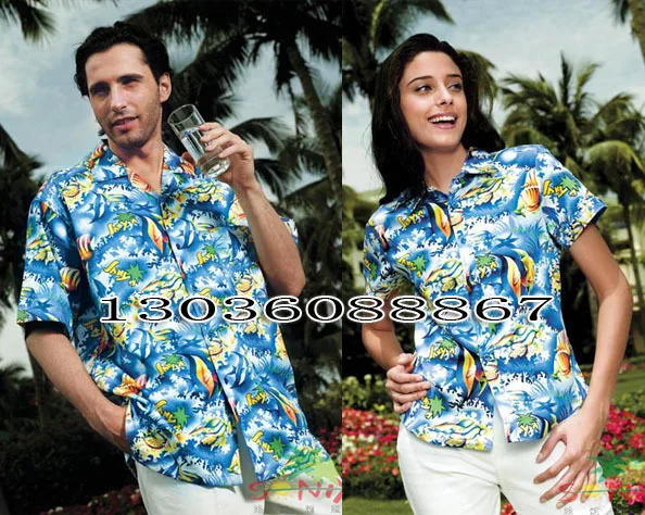 

Free shipping Hainan island service hainan shirt casual wear hainan island service blue pearl hawaii shirt 2XL 3XL