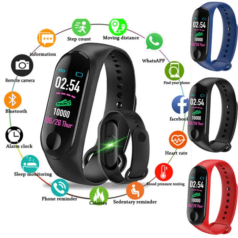 M3 цветной экран Смарт-браслет часы фитнес трекер активности Smartband спорт здоровье браслет