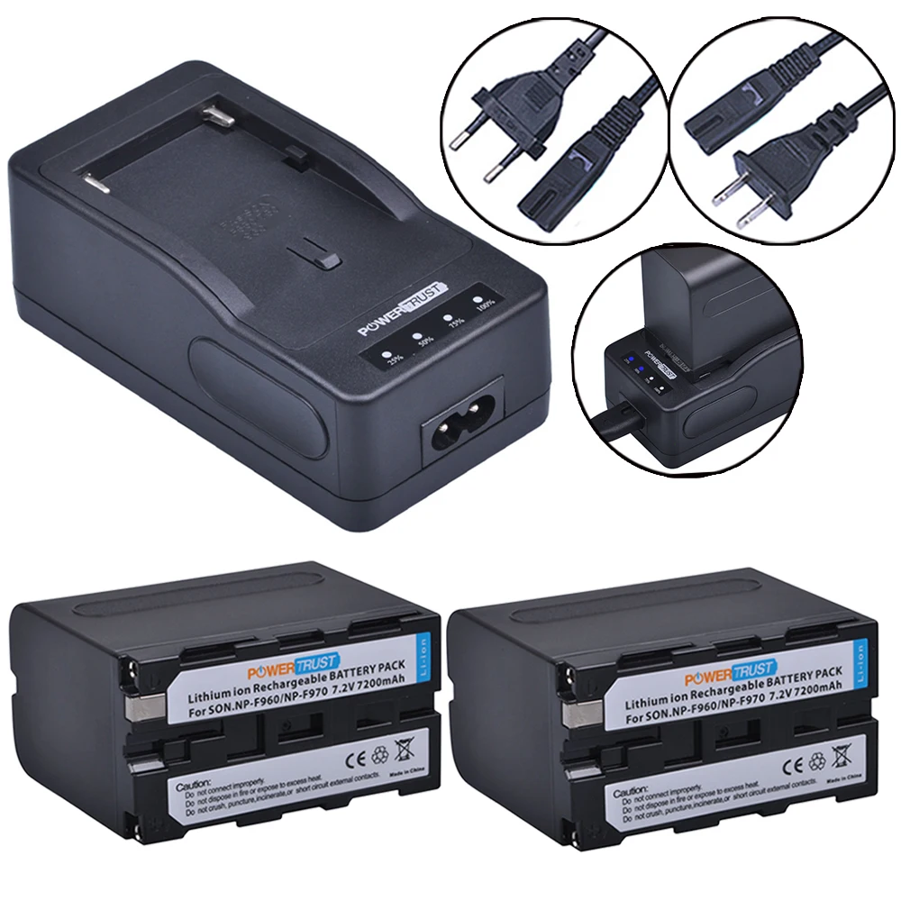 

2x 7200mAh NP-F970 NP-F960 NP F970 F960 Camera Battery + LED Rapid Charger For Sony CCD-TR200 TR215 SC5 DCR-TR7000 TR8000 TV900