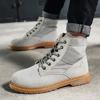 

Men Military Desert Boots Oxfords Shoes Men Motorcycle Combat Ankle Boots Autumn Casual Hombre High Top Dress Shoes