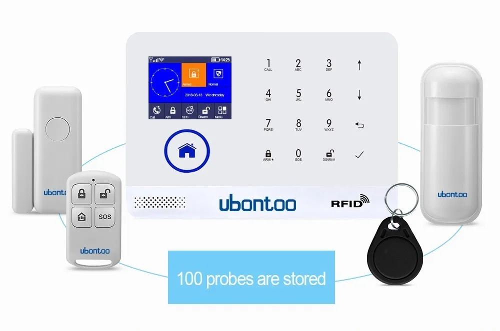 UBONTOO EN RU ES PL DE FR он переключаемый беспроводной домашней безопасности wifi GSM GPRS Сигнализация приложение пульт дистанционного управления RFID Arm/Disarm