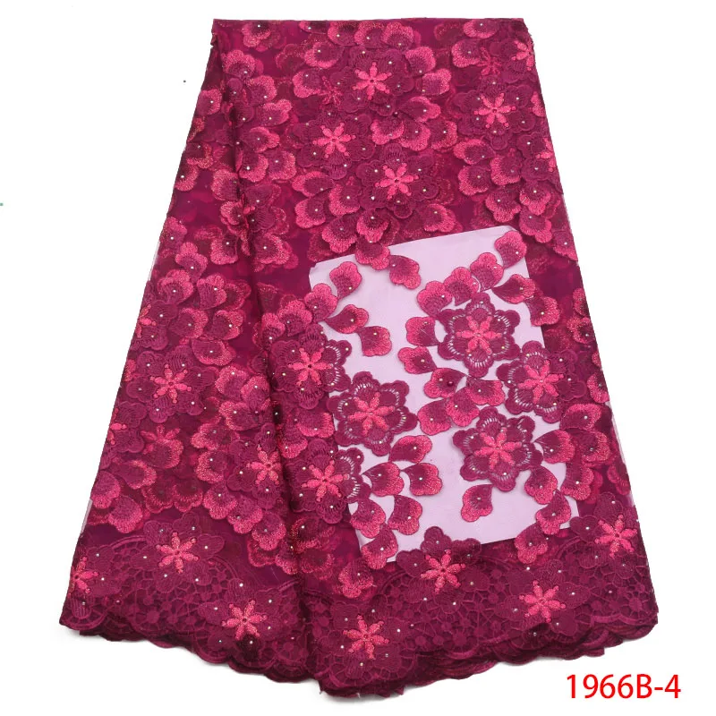 

African Tulle Lace Fabric 2019 African French Lace Fabric With Stones Nigerian Embroidery Add Beads Tulle French Lace APW1966B-2