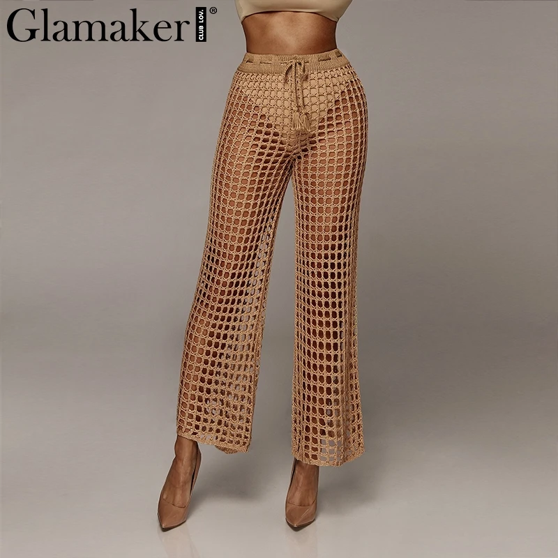 Glamaker белые сетчатые на шнуровке спортивные штаны сексуальные для женщин