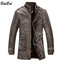 BOLUBAO, Мужская модная кожаная куртка, парка,, мужская повседневная брендовая одежда из искусственной кожи, мужские длинные кожаные куртки плюс бархатные пальто