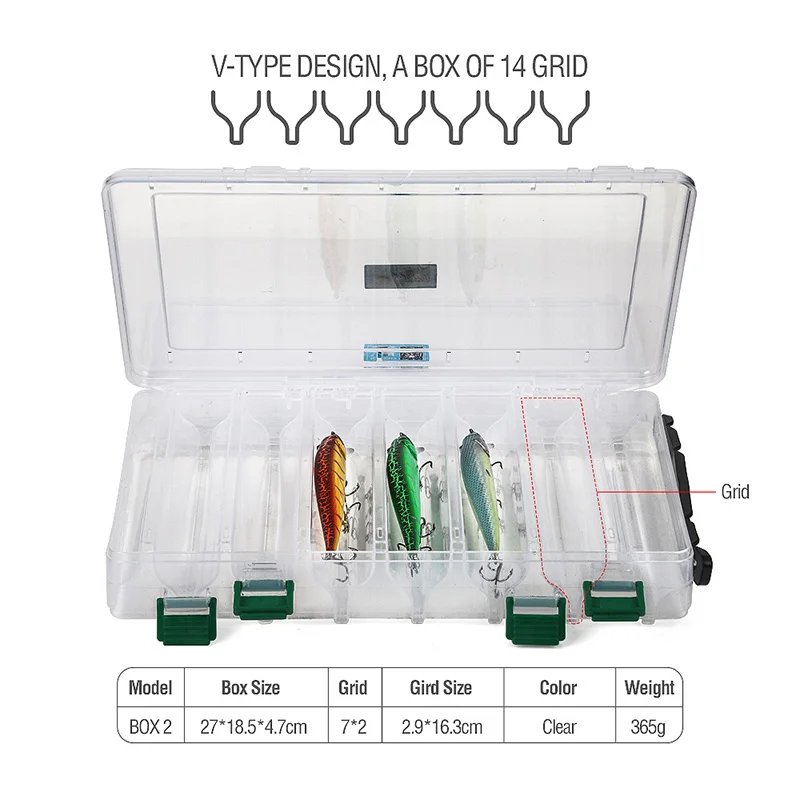 DONQL двухсторонние пластиковые приманки коробки рыболовная коробка для приманки нахлыстом рыболовные снасти Коробка для хранения Поставки аксессуары высокая прочность - Цвет: BOX 2