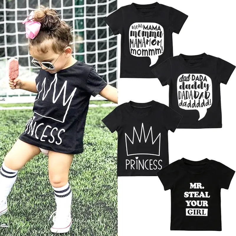 

Infant Kid Baby Boy Girl Letters T-shirt Summer Babies Kids Crown Short Sleeve Tops T-shirts Clothes