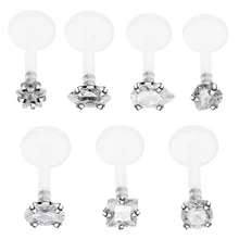 Новое поступление, пирсинг для губ из гибкого биопласта пуш-ап Лабрет, 3 мм, кристалл, циркон, хрящи для ушей, ювелирное изделие