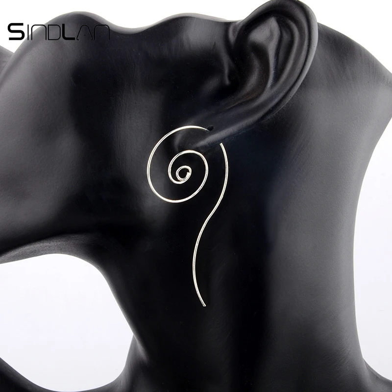 

Sindlan Earrings Bohemia Jewelry Simple Vintage Personality Round Spiral Charm Drop Earrings For Women