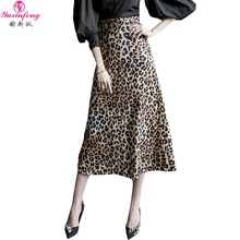 Yuxifeng Осень Макси Длинная леопардовая юбка женская мода Высокая Wasit печать винтажные юбки трапециевидная женская элегантная юбка плюс размер 3XL