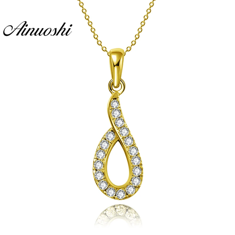 

AINUOSHI 10K Solid Yellow Gold Pendant Droplet Pendant SONA Diamond Women Men Jewelry Hollow Teardrop Pattern Separate Pendant