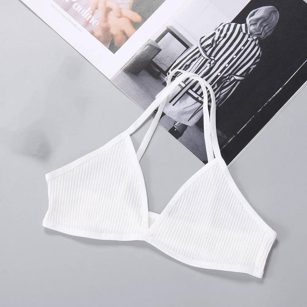 Sexy Backless Women Triangle Bra Tops Solid Wireless Bralette V Neck Seamless Lingerie Underwear Soft Comfortable Intimates